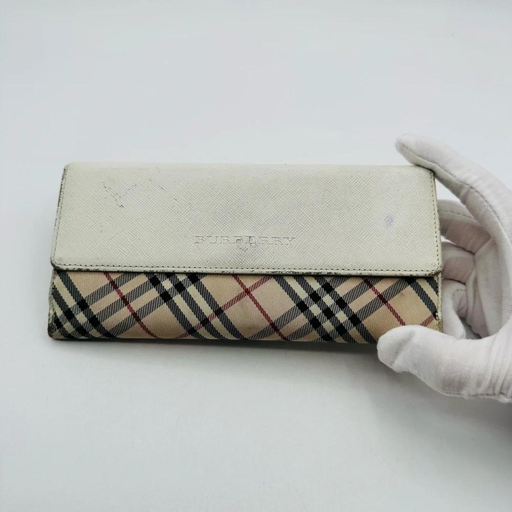 Burberry Beige Nova Check & White Leather Continental Wallet - Picture 2 of 15